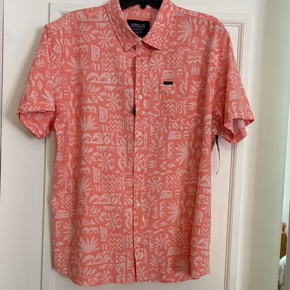 O'Neill Men's Coral and White Casual Shirt